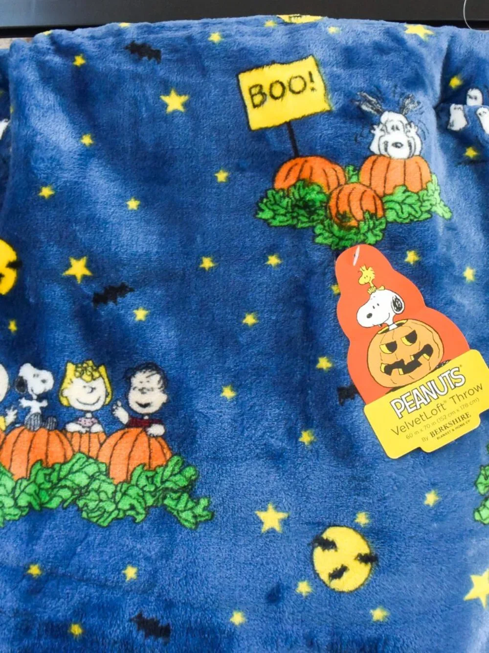*Peanuts* Snoopy Charlie Brown Halloween Pumpkin Blanket Throw - 60x70 Berkshire